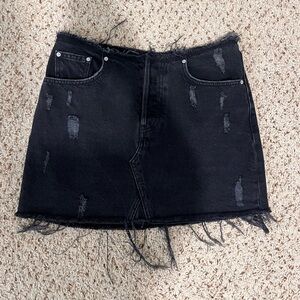 BDG Black Distressed Denim Skirt